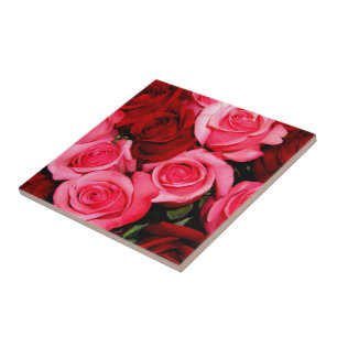 Azulejo Rosas, mosaico rosa y rojo-cerámico