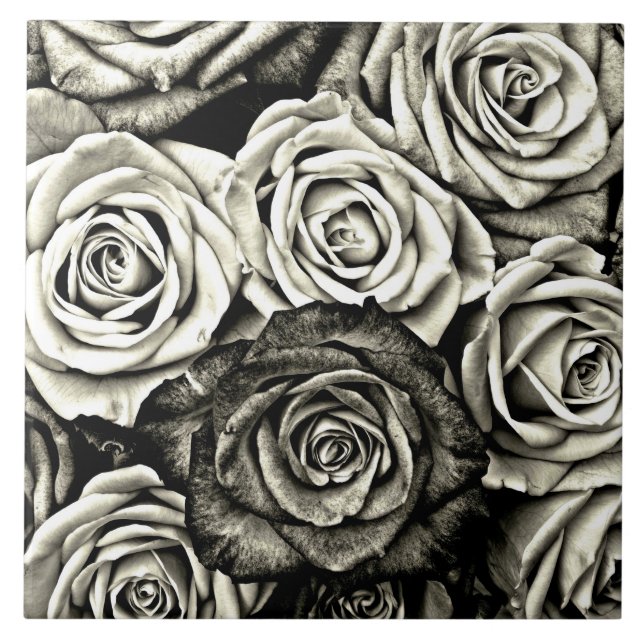 Azulejo Rosas negras y blancas (Frente)