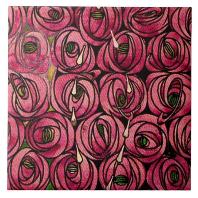 Azulejo Rosas, pintura de Charles Mackintosh,  (Frente)