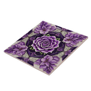 Azulejo Rosas púrpura y bella colección