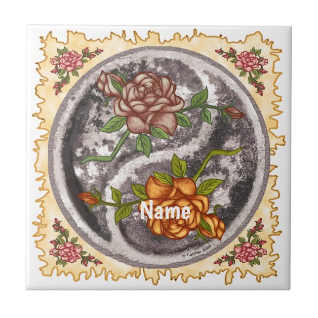 Azulejo Rosas Retro Yin Yang (Frente)