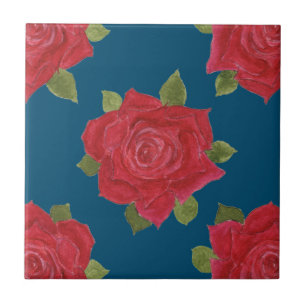 Azulejo Rosas rojas románticas en mosaico de cerámica Pers