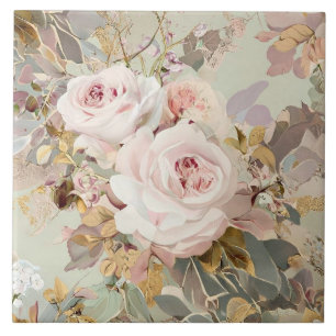 Azulejo Rosas rosa/ blanco vintage
