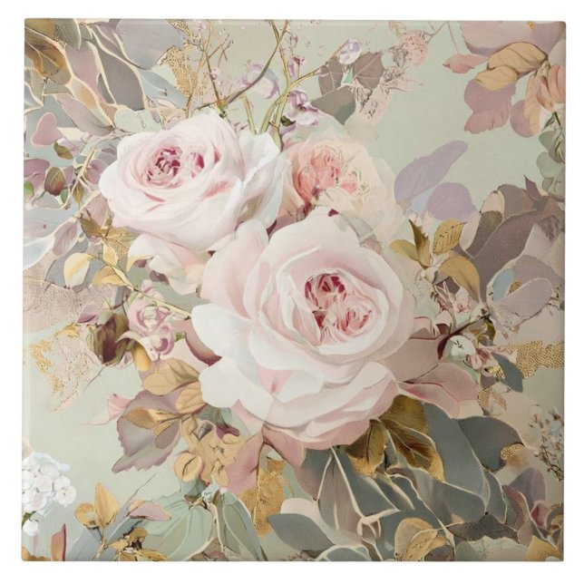 Azulejo Rosas rosa/ blanco vintage (Frente)