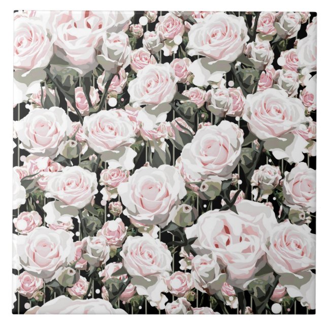 Azulejo Rosas rosa blandas (Frente)