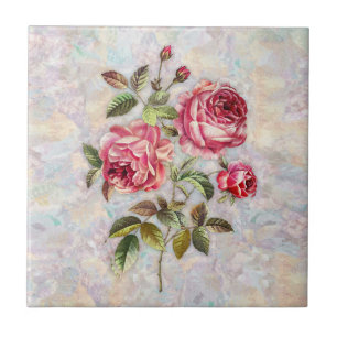 Azulejo Rosas rosadas dulces sobre fondo texturizado