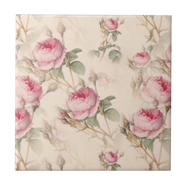 Azulejo Rosas rosadas Floral  (Frente)