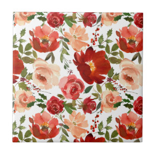 Azulejo Rosas rosadas rojas Amapolas bañera femenina de mo