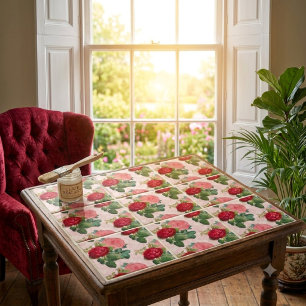 Azulejo Rosas rosadas vintage sobre decoración de damasco 
