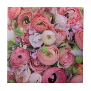 Azulejo rosas rosadas y peonías de Therosegarden