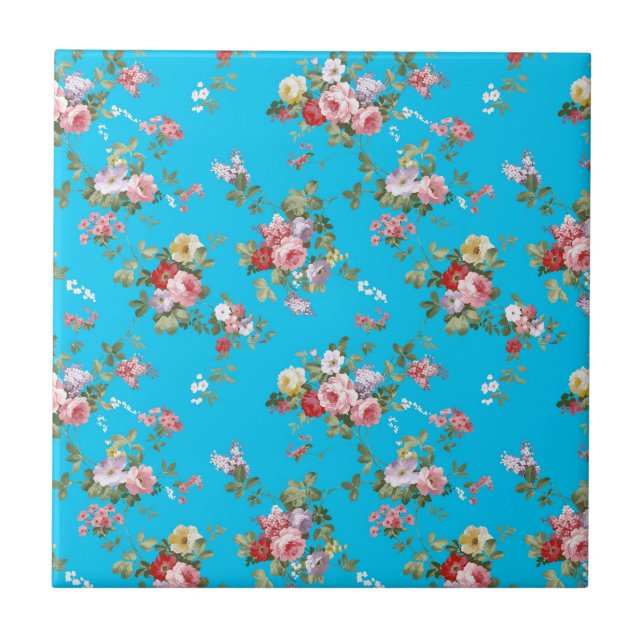 Azulejo Rosas rosados femeninos del vintage moderno (Frente)