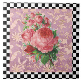 Azulejo Rosas rosas rosadas Harlequin Vintage