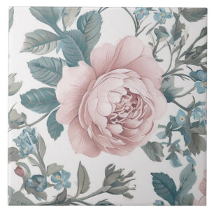 Azulejo Rosas rosas rosas en blanco