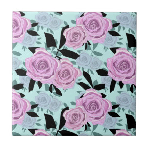 Azulejo rosas rosas rosas, rosas, fondo turquesa