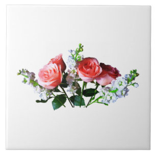 Azulejo Rosas rosas y Snapdragons rosas