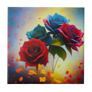 Azulejo Rosas tricolor, mosaico cerámico