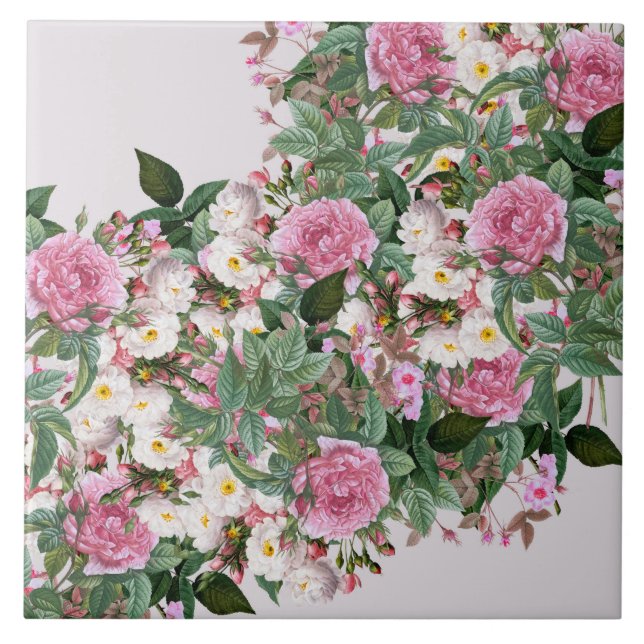 Azulejo rosas Vintage Mosaico Cerámico (Frente)