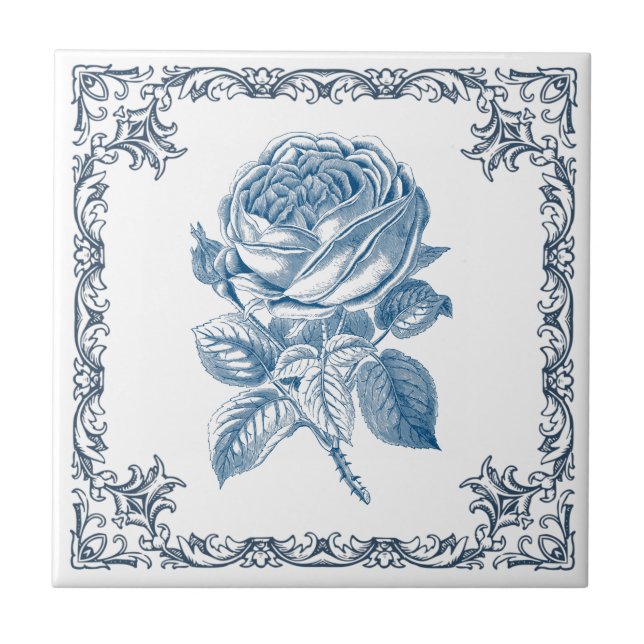 Azulejo rose vintage bleue (Frente)