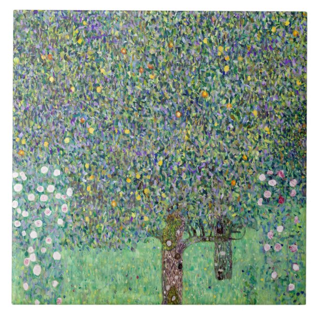 Azulejo Rosebushes Bajo Los Árboles, Gustav Klimt (Frente)