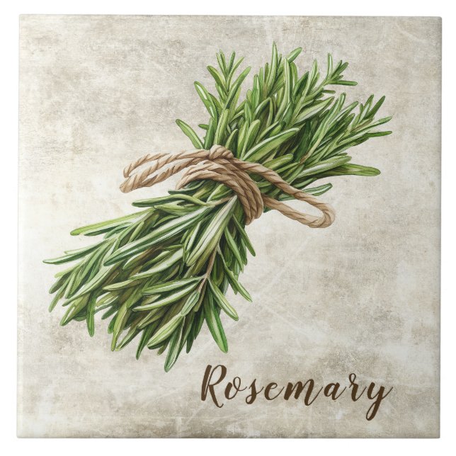 Azulejo Rosemary Rustic Herbs  Faux Ceramic Tile (Frente)