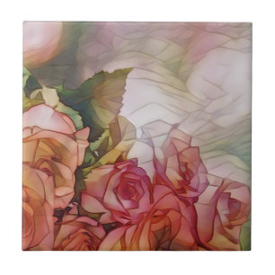 Azulejo Roses Rojos En La Luz Solar Aplastada