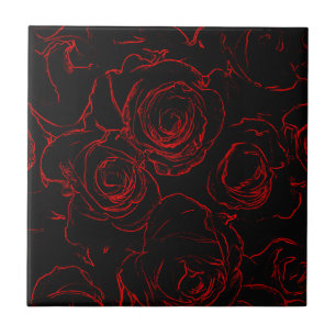 Azulejo Roses rojos fondo negro