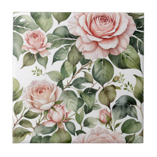 Azulejo Roses rosa pálido Tile cerámico transparente