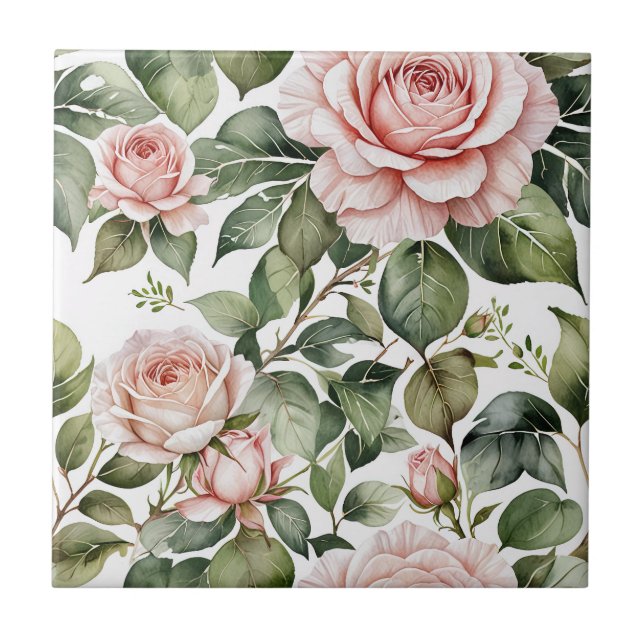 Azulejo Roses rosa pálido Tile cerámico transparente (Frente)