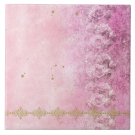 Azulejo Roses rosas rosas Damask Grunge - Tile