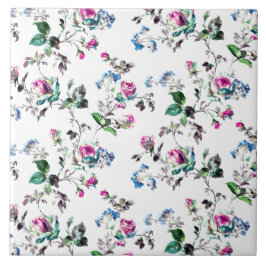 Azulejo Roses rosas y flores azules Diseño floral