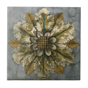 Azulejo Rosette de máscara decorativa en fondo gris