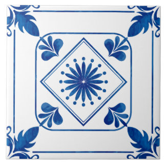 Azulejo Rosette Mediterráneo (azul clásico) Tile cerámico