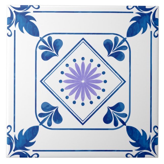 Azulejo Rosette Mediterráneo (Lilac) Tile cerámico (Frente)