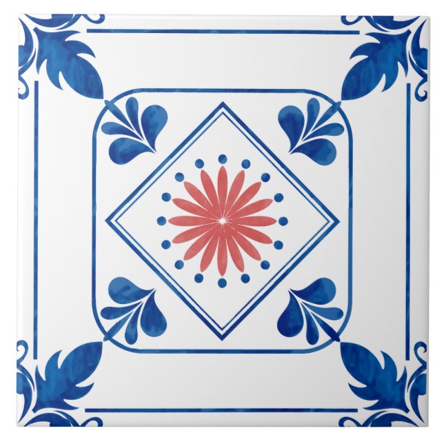 Azulejo Rosette Mediterráneo (rosa) Tile cerámico (Frente)