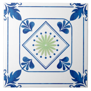Azulejo Rosette Mediterráneo (verde) Tile cerámico