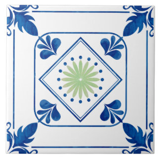 Azulejo Rosette Mediterráneo (verde) Tile cerámico