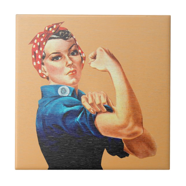 Azulejo Rosie la Remachadora Empoderamiento Vintage (Frente)