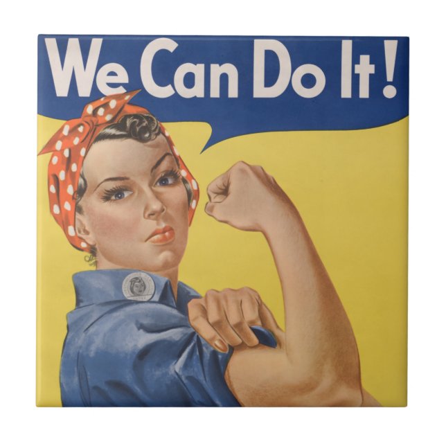Azulejo Rosie la Remachadora: Mujeres Fuertes Empoderamien (Frente)