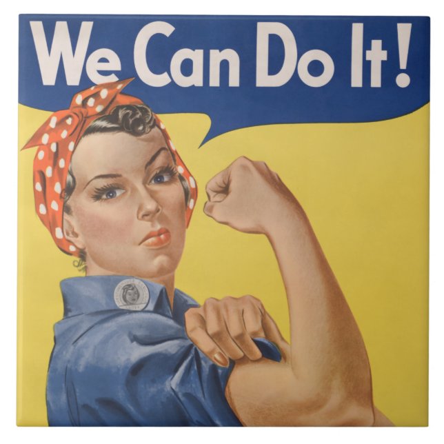 Azulejo Rosie the Riveter: El empoderamiento femenino fuer (Frente)