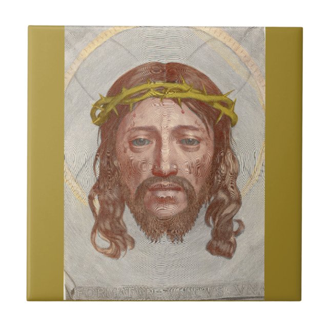Azulejo Rostro de Cristo de Claude Mellan grabado de 1649 (Frente)