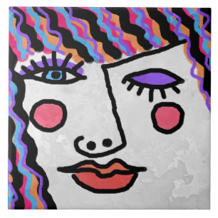 Azulejo Rostro de mujer abstracto