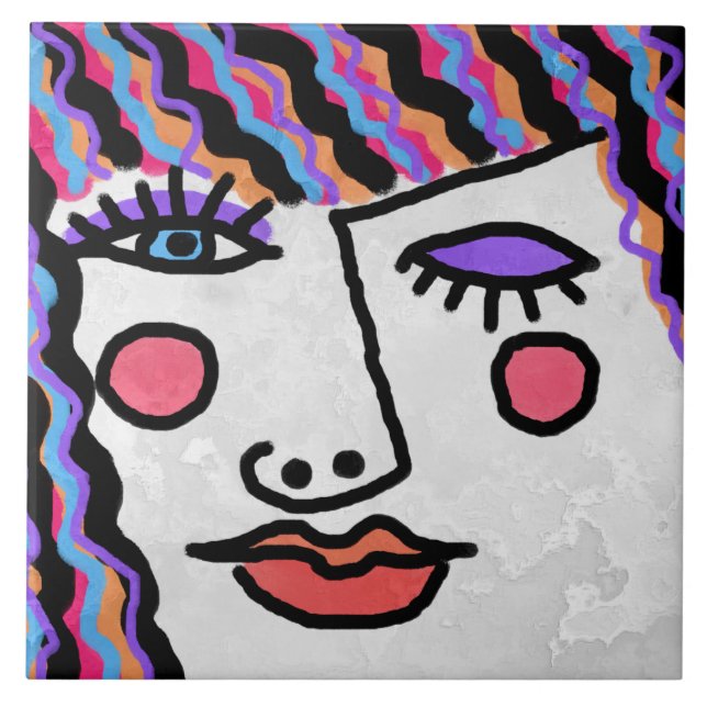 Azulejo Rostro de mujer abstracto (Frente)