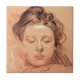 Azulejo Rostro de niña durmiendo (de Frantisek Kupka)