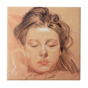 Azulejo Rostro de niña durmiendo (de Frantisek Kupka)