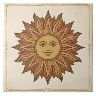 Azulejo Rostro de Sol Celestial Vintage