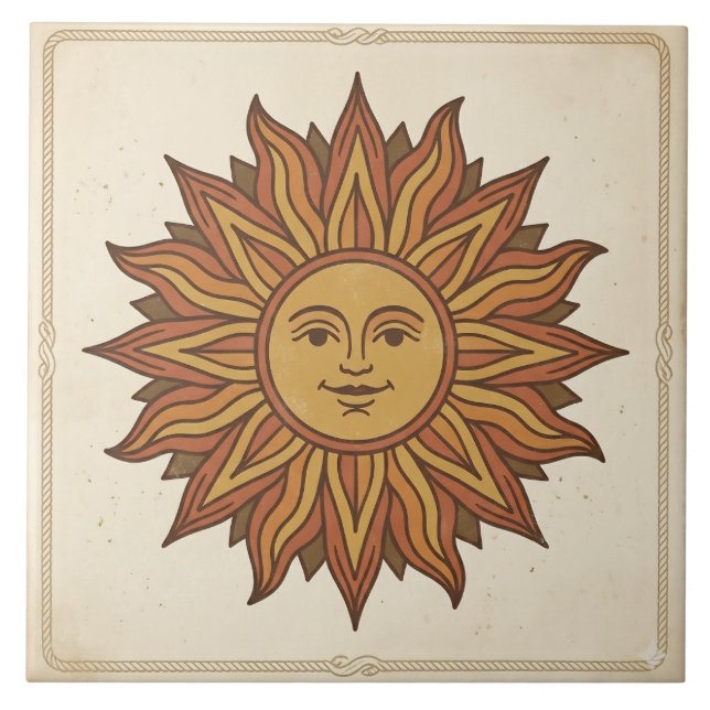 Azulejo Rostro de Sol Celestial Vintage (Frente)
