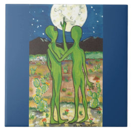 Azulejo Roswell Alien Romatic Crashed UFO Funny Whimsical