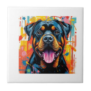 Azulejo Rottweiler Colorido Pop Art � Estilo de Salpicadur