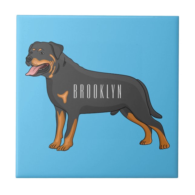 Azulejo Rottweiler dog cartoon illustration  (Frente)