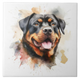 Azulejo Rottweiler, Perro, acuarela